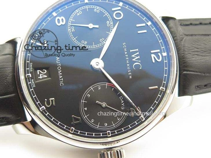 MIROTIME 0412 Practical Portuguese Real PR IW500109 ZF 1:1 Best Edition Black Dial On Black Leather Strap A52010 V 7308